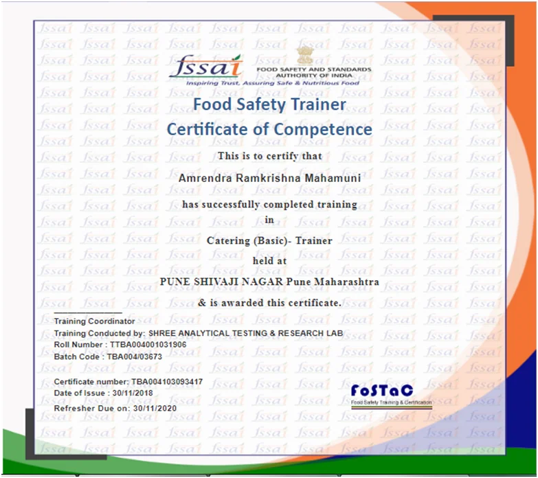 FoSTaC Catering Basic Certificate